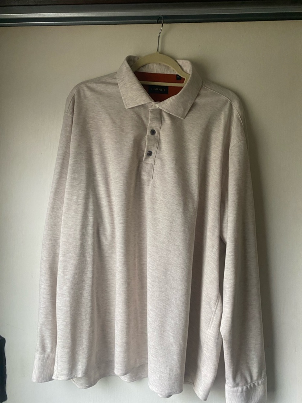 Garnet- Men's Long Sleeve Polo Shirt - Light Beige